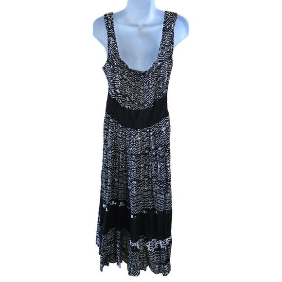 Black & White Aztec Print Cotton maxi Dress geometric tribal print Aztec - Picture 2 of 9